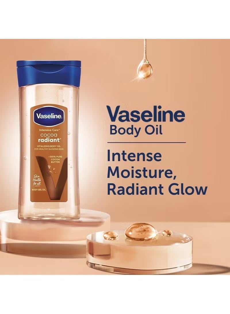 Vaseline Intensive Care Cocoa Radiant Vitalizing Body Oil With 100% Pure Cocoa Butter & Replenishing Oils For Long-Lasting Radiant Glow| Non-Greasy Body Gel Oil for Healthy & Glowing Skin| 200 ml - Image 3